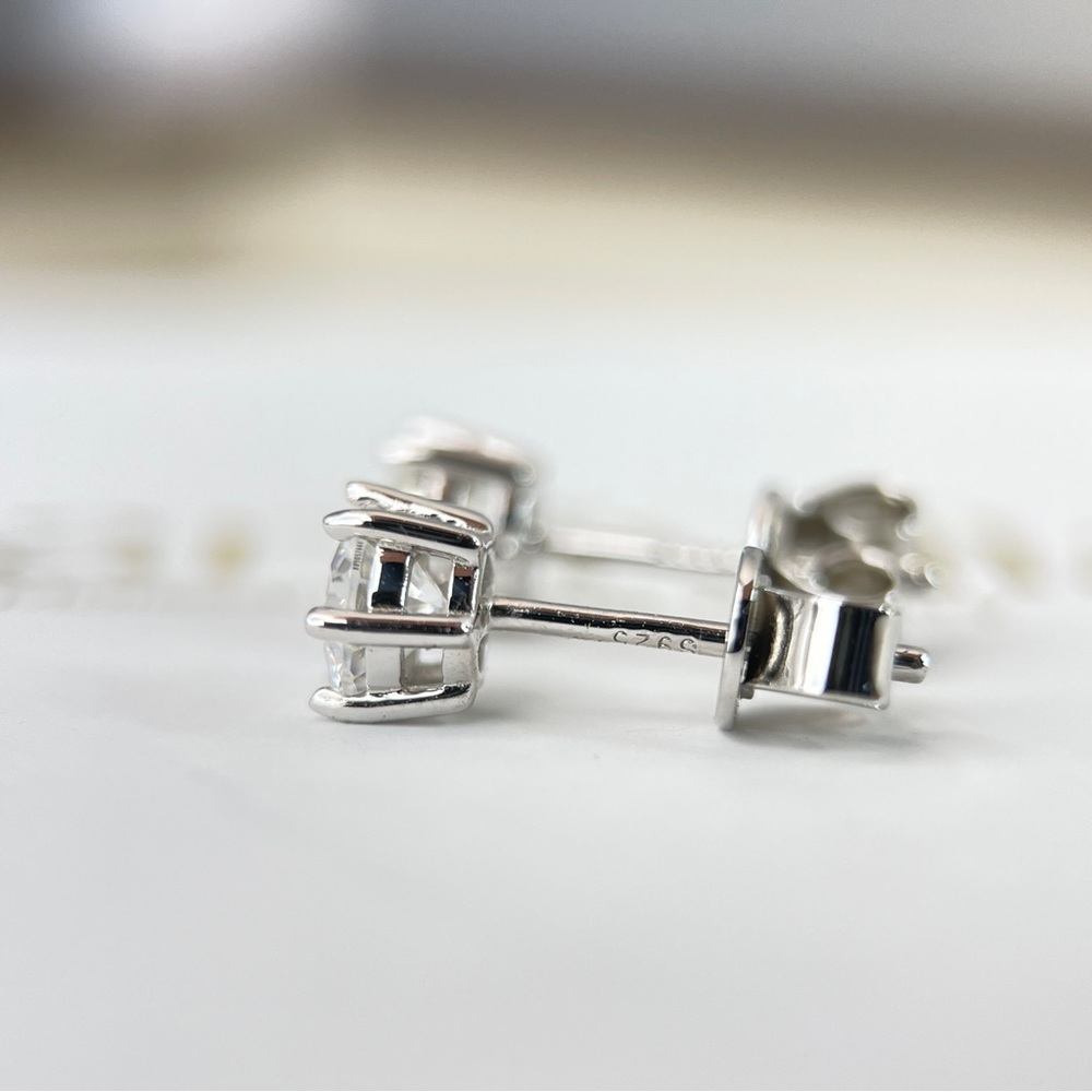 S925 Moissanite Solitaire Diamond Studs - Picture 6 of 7
